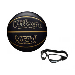 Set of Wilson NCAA Highlight Gold Basketball + Dribble Specs No Look Basketball Eye Glass Goggles