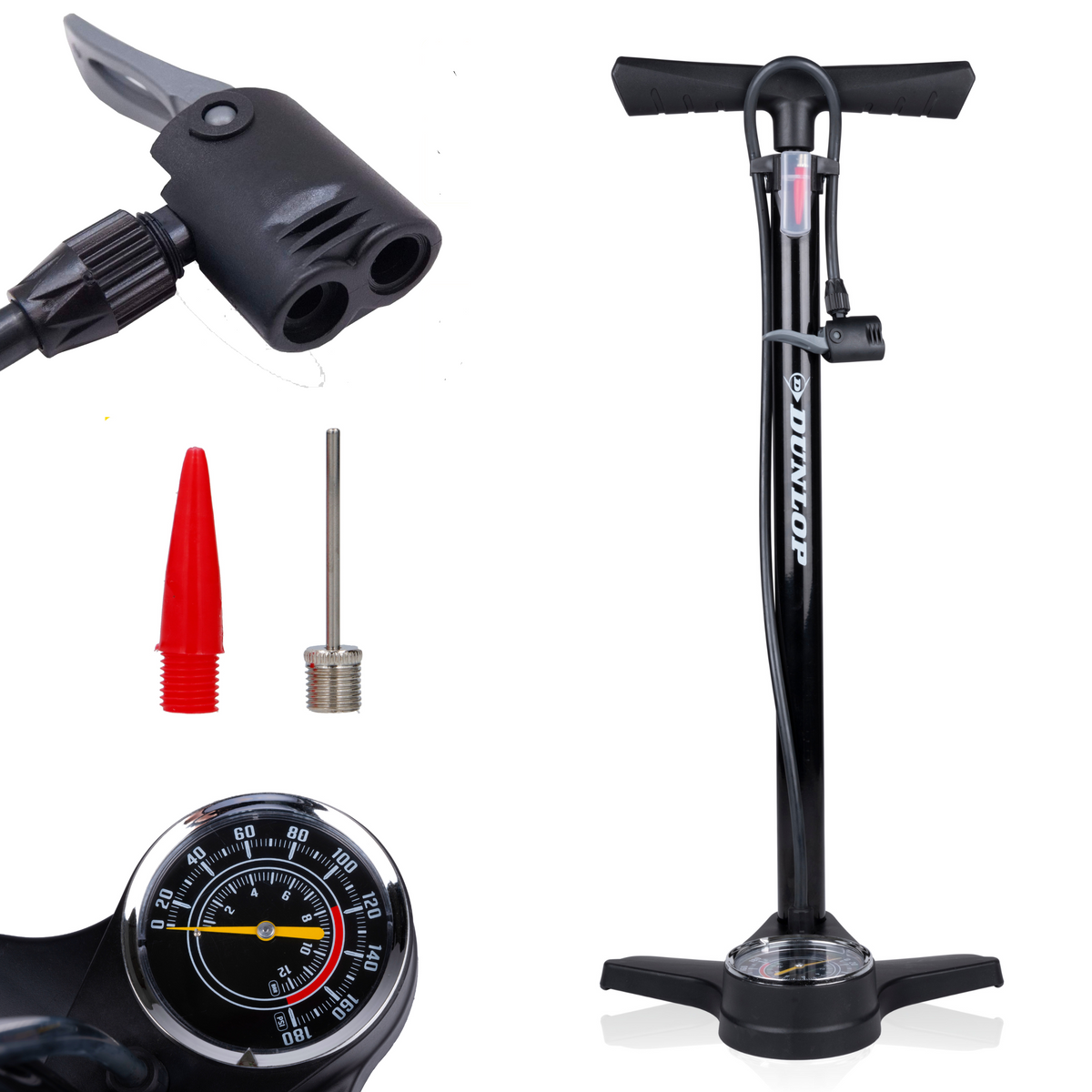 Bike floor pump with analogue pressure gauge Dunlop 170497 Bicycles and Accessories Sklep koszykarski Basketo.pl