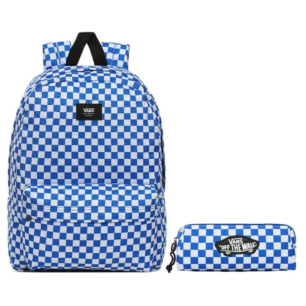 Blue checkered vans backpack best sale