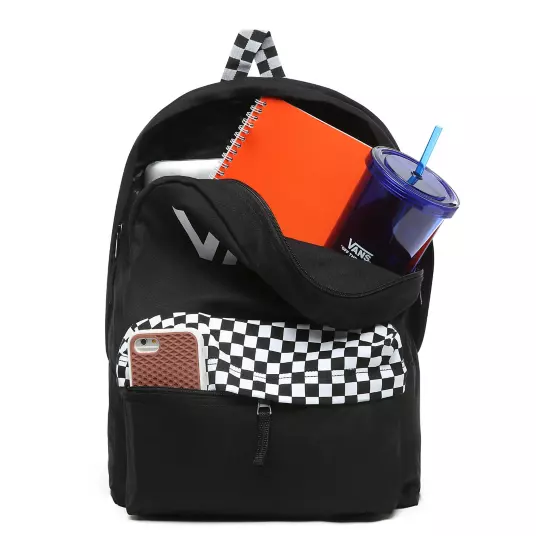 Vans Realm Black Checkerboard Backpack Custom Rose VN0A4DRMBLK Rose