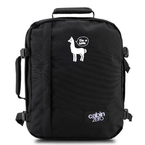 CabinZero Classic 2w1 28L Backpack black + Custom Lama