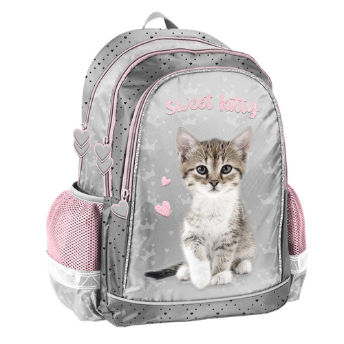 PASO Sweet Kitty School Backpack for Kids Gray - PP23KC-081