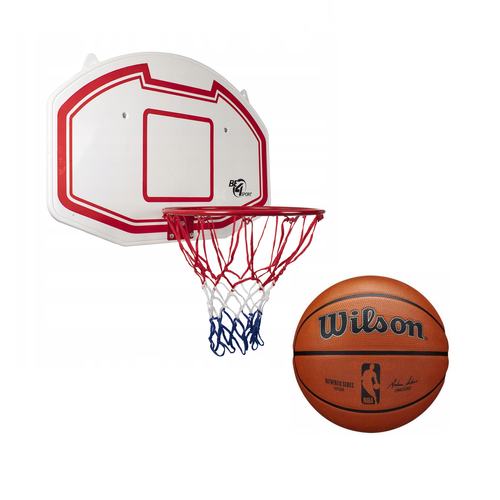 Set to Basketball Backboard Rim and Net + Wilson NBA Authentic Series Ball Size 7