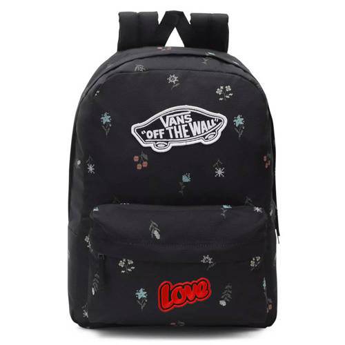 VANS Realm Black Flowers Backpack - VN0A3UI6BR81 Custom Love