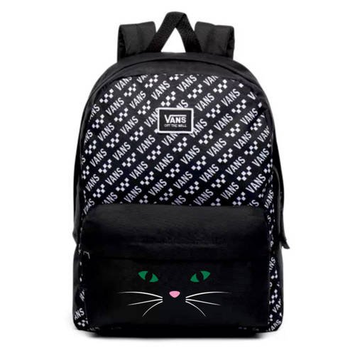 Vans Realm Black-Brand Striper Backpack - VN0A3UI7W07 - Custom Cat 