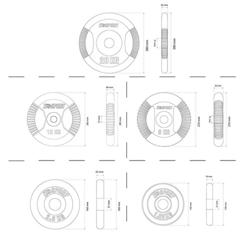 Gym set of cast iron weights 78 kg K-SPORT - OZ78