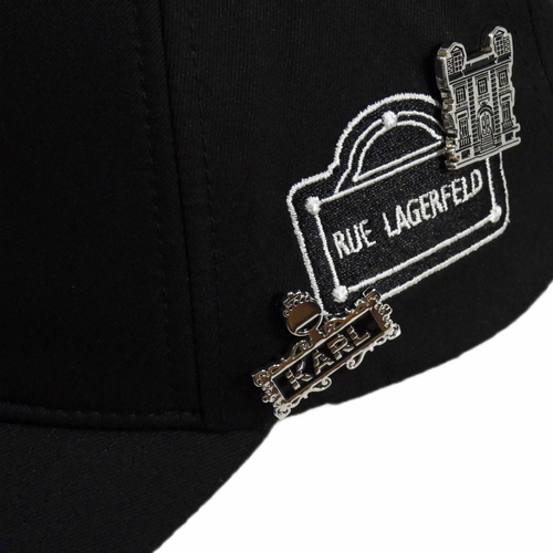 Karl Lagerfeld Paris Black Adjustable Cap with pins - L5WH7947 blk