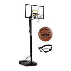 Basketball Hoop Portable Basketball Stand 230-305 cm + Spalding NBA Platinum Streetball Outdoor Basketball + Dribble Specs No Look Basketball Eye Glass Goggles