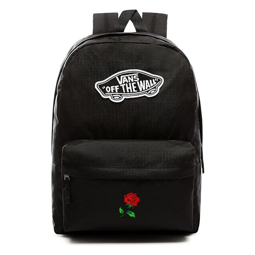 VANS Realm Backpack VN0A3UI6BLK + VANS Benched Bag + Custom Red Rose