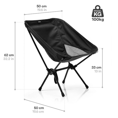 METEOR Schelp Folding Tourist Chair Black - 16553