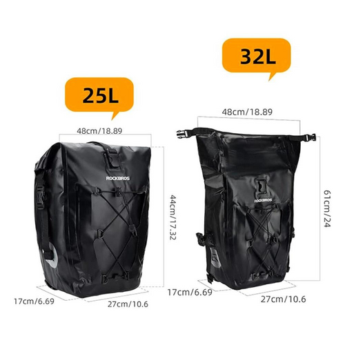 Waterproof bicycle bag black 28 L Rockbros - AS-002