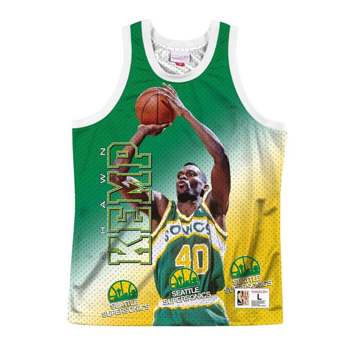 Mitchell & Ness NBA Behind The Back Tank Seattle Supersonic - Shawn Kemp - MSTKMI19002-SSUWHITSKE