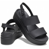 Women's Crocs Brooklyn Low Wedge Black Sandals- 203998-060