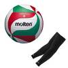 Set Molten 1500 FIVB Standard Volleyball V5M1500 + COLO volleyball arm sleeves black L/XL