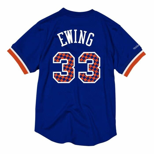 Mitchell & Ness NBA New York Knicks Patrick Ewing Name & Number Mesh Crewneck - NNMPMG18062-NYKROYA96PEW