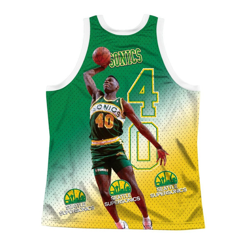 Mitchell & Ness NBA Behind The Back Tank Seattle Supersonic - Shawn Kemp - MSTKMI19002-SSUWHITSKE