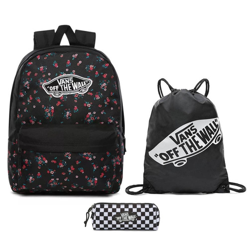 Vans Realm Beauty Floral Black Backpack + Benched Bag + Pencil Pouch