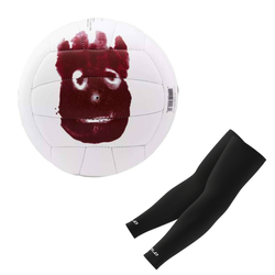 Set Wilson Volleyball Match Ball "Mr Wilson" Cast Away WTH4615XDEF + COLO volleyball arm sleeves black L/XL