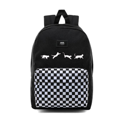 Plecak szkolny Vans Realm Backpack New Skool Checkerboard kratka VN0002TL2OB + Custom Cats
