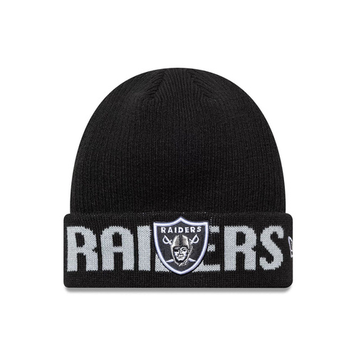 New Era NFL Las Vegas Raiders Wordmark Black Cuff Knit Beanie Hat - 60691248