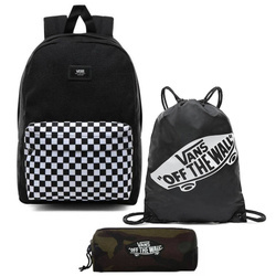VANS New Skool Checkerboard Backpack-VN0002TL2OB + Pencil Pouch + Benched Bag