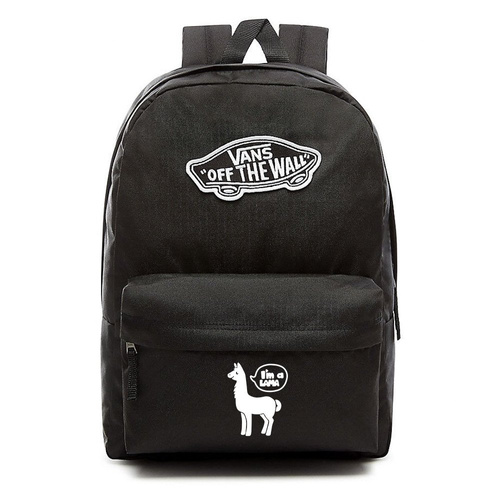VANS Realm Backpack VN0A3UI6BLK + VANS Benched Bag + Custom White Lama 