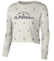 Nike NBA N31 Courtside Longsleeve Crop T-shirt Wmns Birch Heather - DA6810-051