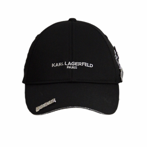 Karl Lagerfeld Paris Black Adjustable Cap with pins - L5WH7947 blk