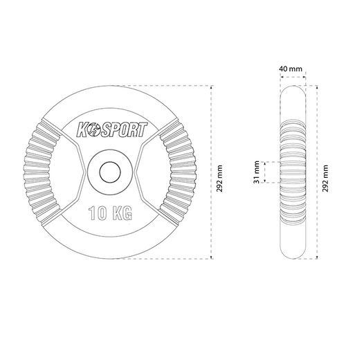 Gym cast iron disc 10 kg K-SPORT - O10